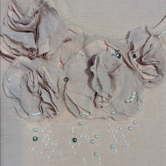 Ann Taylor Blush Floral Embellished Tee - Picture 3 of 9